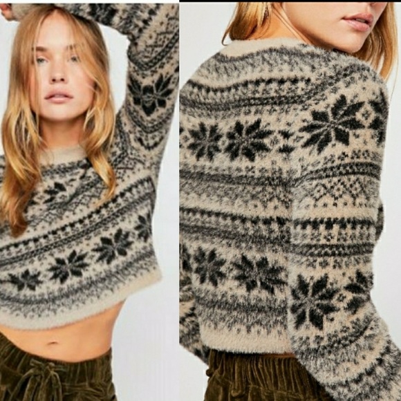 Free People fair isle cropped sweater size XS - Picture 2 of 6